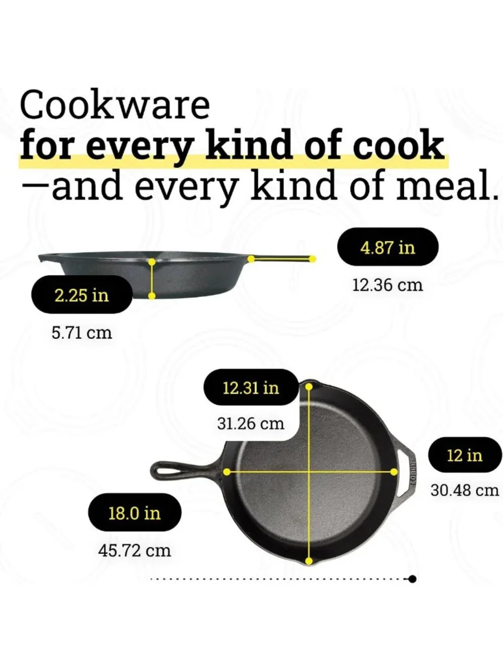 12-Inch Pre-Seasoned Cast Iron Skillet - PFAS-Free, Non-Stick Cookware Essential